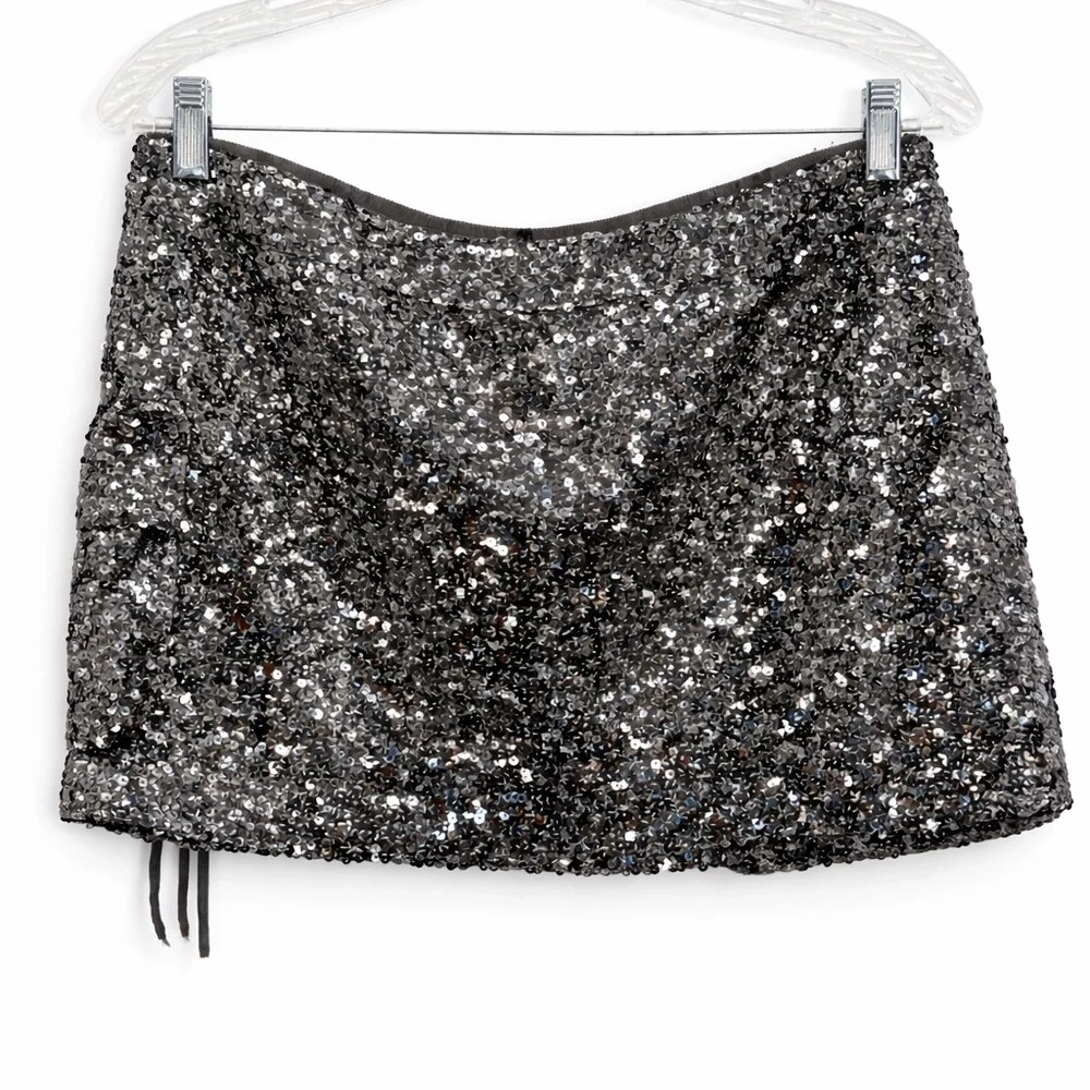 Steve Madden Evalina Sequin Mesh Cargo Miniskirt Size 8